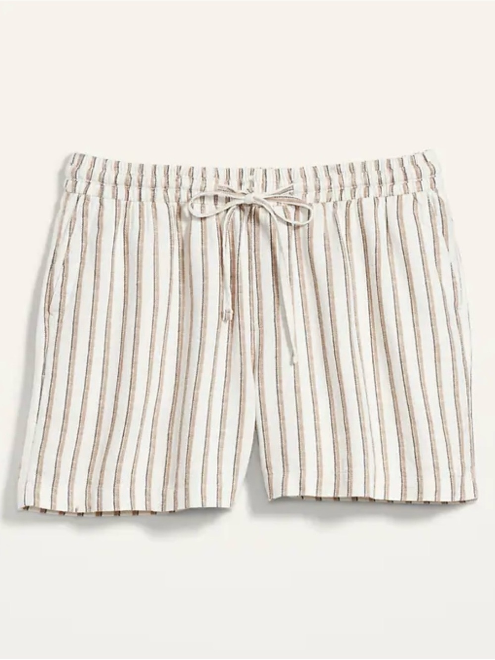 Old Navy Cream Shorts with Brown Vertical Stripes